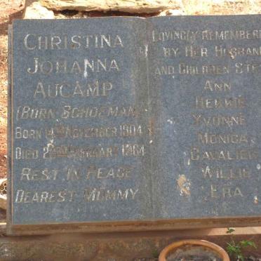 AUCAMP Christina Johanna nee SCHOEMAN 1904-1964