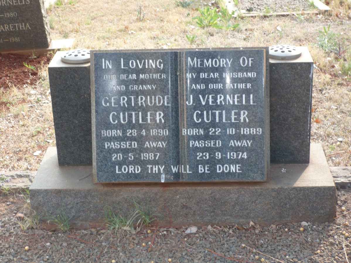 CUTLER J. Vernell 1889-1974 &amp; Gertrude 1890-1987