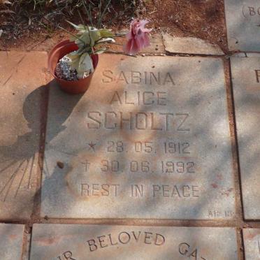 SCHOLTZ Sabina Alice 1912-1992