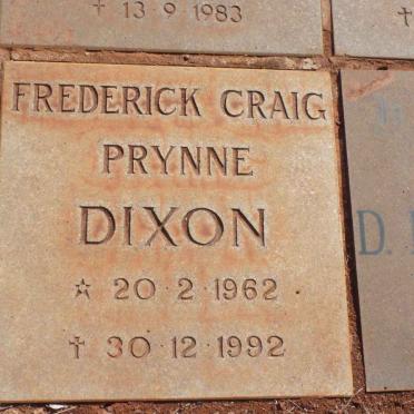 DIXON Frederick Craig Prynne 1962-1992