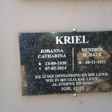 KRIEL Hendrik Schalk 1931- &amp; Johanna Catharina 1930-2014