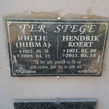 STEGE Hendrik Koert, Ter 1921-2011 &amp; Rigtje HIBMA 1922-2009