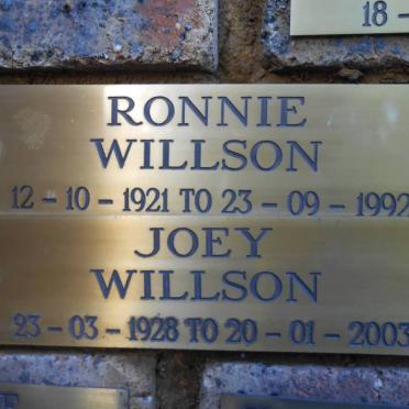 WILLSON Ronnie 1921-1992 :: WILLSON Joey 1928-2003