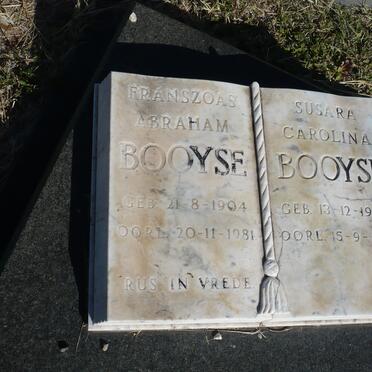 BOOYSE Franszoas Abraham 1904-1981 &amp; Susara Carolina 1909-1991