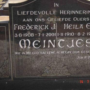 MEINTJES Frederick J. 1908-2001 &amp; Heila E. 1910-1983