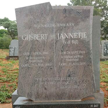 NIESING Gijsbert 1910-2003 &amp; Jannetje V.D. BIJL 1919-2018