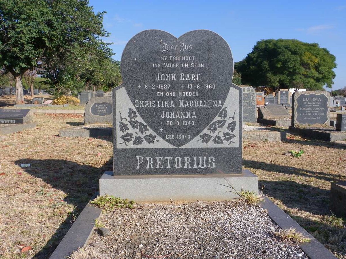 PRETORIUS John Care 1937-1963 &amp; Christina Magdalena Johanna 1940-