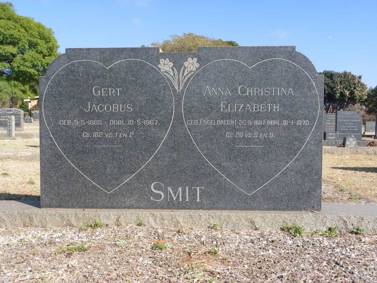 SMIT Gert Jacobus 1885-1967 &amp; Anna Christina Elizabeth ENGELBRECHT 1887-1970