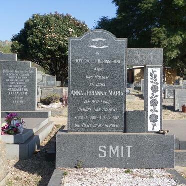 SMIT Anna Johanna Maria voorheen VAN DER LINDE nee VAN STADEN 1915-1992