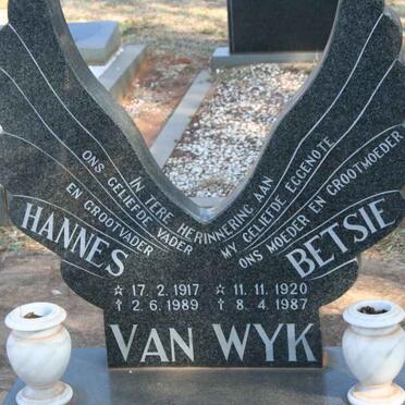 WYK Hannes, van 1917-1989 &amp; Betsie 1920-1987