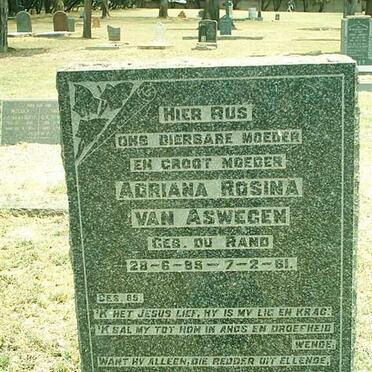 ASWEGEN Adriana Rosina, van nee DU RAND 1889-1961