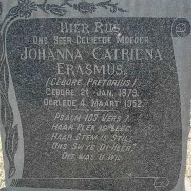 ERASMUS Johanna Catriena nee PRETORIUS 1879-1952