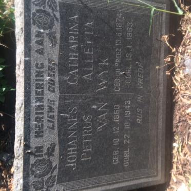 WYK Johannes Petrus, van 1860-1943 &amp; Catharina Alletta DU PREEZ 1874-1963