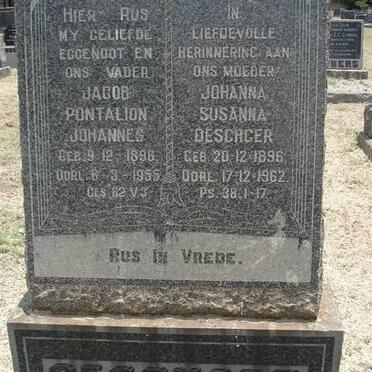 OESCHGER Jacob Pontalion Johannes 1896-1955 &amp; Johanna Susanna 1896-1962