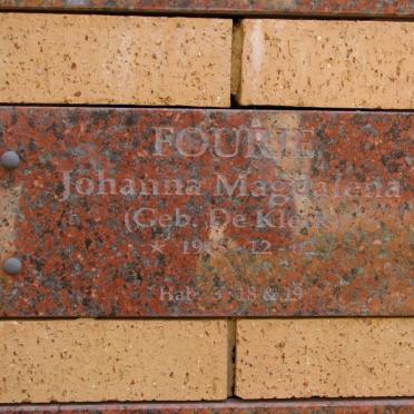 FOURIE Johanna Magdalena nee DE KLERK 19?8-