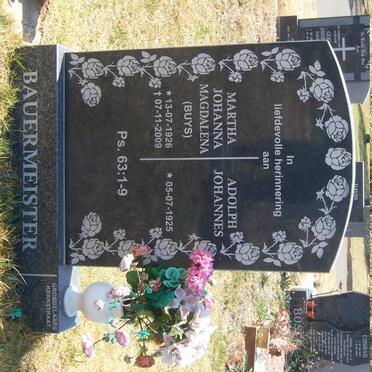 BAUERMEISTER Adolph Johannes 1925- &amp; Martha Johanna Magdalena BUYS 1926-2009