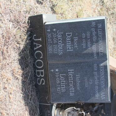 JACOBS Daniel Jacobus 1923-2001 &amp; Henrietta Lotina  1927-