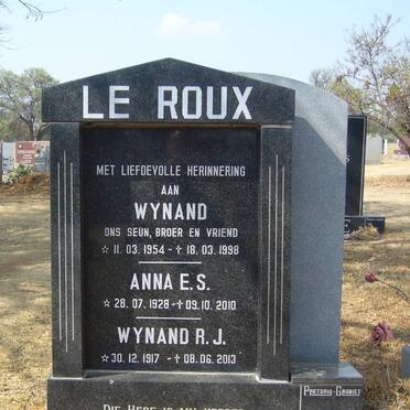 ROUX Wynand R.J., le 1917-2013 &amp; Anna E.S. 1928-2010 :: LE ROUX Wynand 1954-1998
