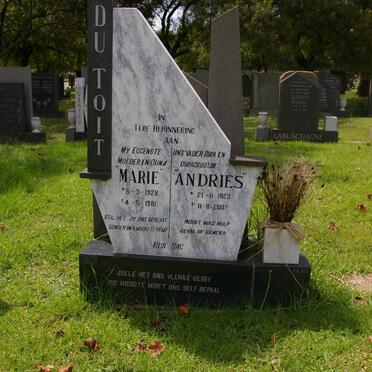 TOIT Andries, du 1923-2007 &amp; Marie 1928-1981
