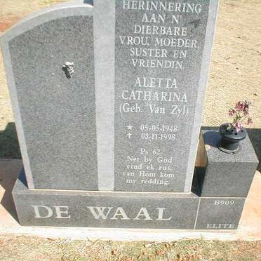 WAAL Aletta Catharina, de nee VAN ZYL 1948-1998
