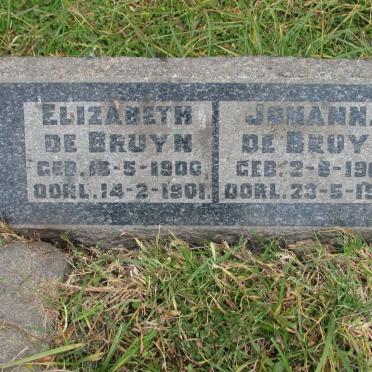 BRUYN Elizabeth, de 1900-1901 :: BRUYN Johanna, de 1908-1909