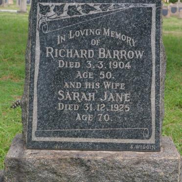 BARROW Richard -1904 &amp; Sarah Jane -1925