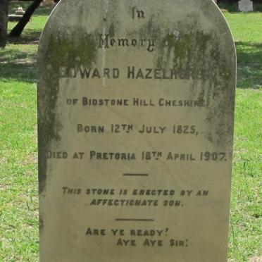 HAZELHURST Edward 1825-1907