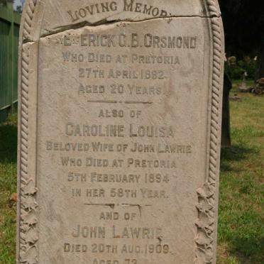 LAWRIE John -1909 &amp; Caroline Louisa -1894 :: ORSMOND Frederick G.B. -1892