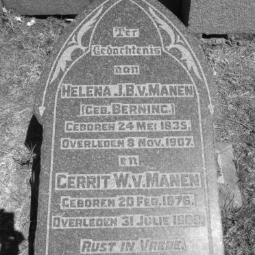MANEN Helena J.B., v. nee BERNING 1835-1907 :: V. MANEN Gerrit W. 1876-1909