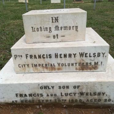 WELSBY Francis Henry -1900