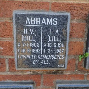 ABRAMS H.V. 1905-1992 &amp; L.A. 1911-1987