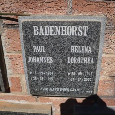 BADENHORST Paul Johannes 1904-1995 &amp; Helena Dorothea 1915-2000