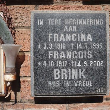 BRINK Francois 1917-2002 &amp; Francina 1916-1995