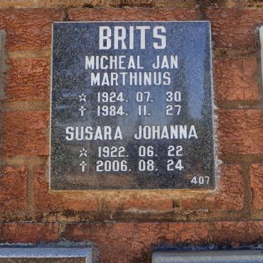 BRITS Micheal Jan Marthinus 1924-1984 &amp; Susara Johanna 1922-2006