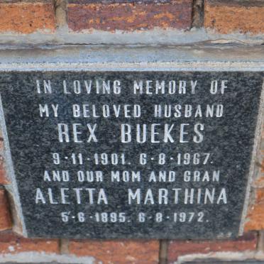 BUEKES Rex 1901-1967 &amp;  Aletta Marthina 1895-1972