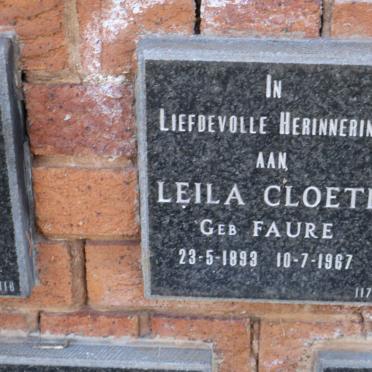 CLOETE Leila nee FAURE 1893-1967
