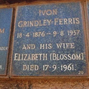 FERRIS Ivon, GRINDLEY 1876-1957 &amp; Elizabeth -1961