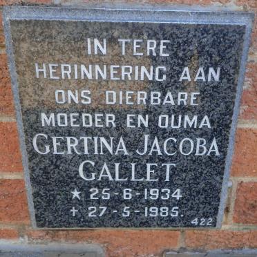 GALLET Gertina Jacoba 1934-1985