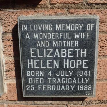 HOPE Elizabeth Helen 1941-1988