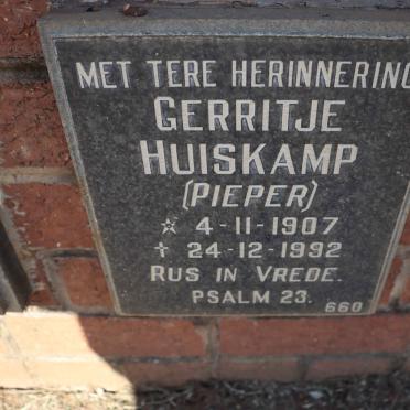 HUISKAMP Gerritje nee PIEPER 1907-1992