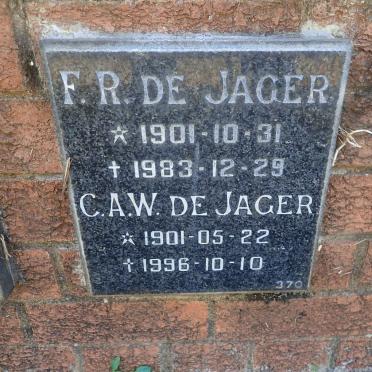 JAGER F.R., de 1901-1983 &amp; C.A.W. 1901-1996