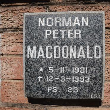 MACDONALD Norman Peter 1931-1993