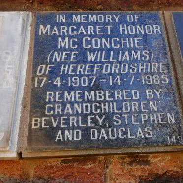 MCCONCHIE Margaret Honor nee WILLIAMS 1907-1985