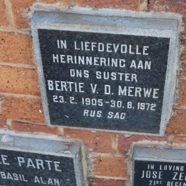 MERWE Bertie,  v.d. 1905-1972