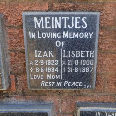 MEINTJES Izak 1923-1984 &amp; Lisbeth 1900-1987