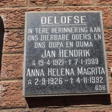 OELOFSE Jan Hendrik 1921-1989 &amp; Anna Helena Magrita 1926-1992