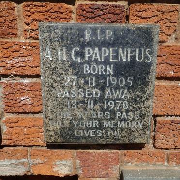 PAPENFUS A.H.G. 1905-1978