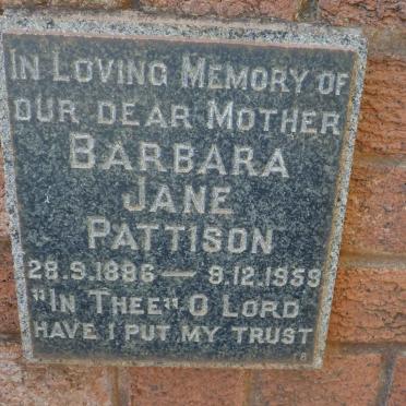 PATTISON Barbara Jane 1886-1959