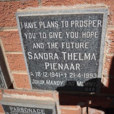 PIENAAR Sandra Thelma 1941-1993