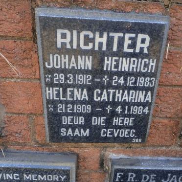 RICHTER Johann Heinrich 1912-1983 &amp; Helena Catharina 1909-1984